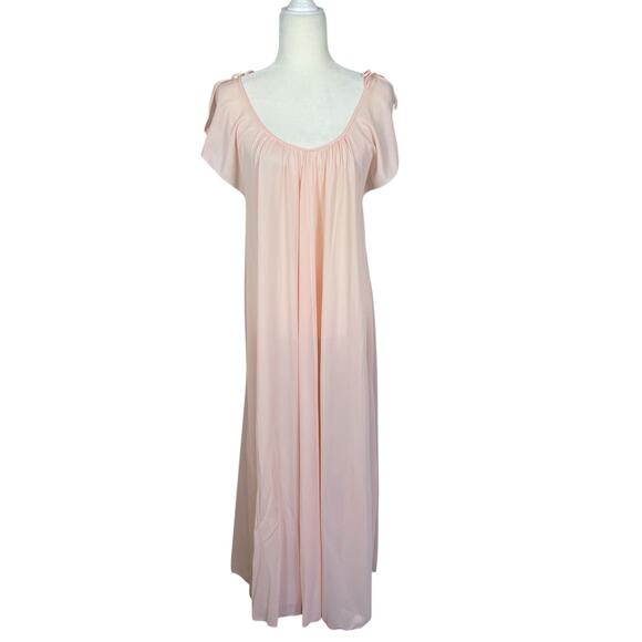 Vtg Blanche by Ralph Montenero Peach Nylon Full Length Gown Negligée Sheer Sz P - Picture 1 of 11